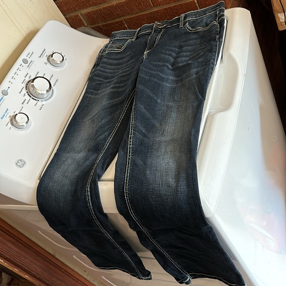 Wrangler Q-Baby No Gap Waistband Denim Dark Blue Jeans Embroidered Pockets 9/10 - Picture 10 of 16